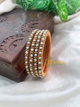 White Matt Thin Silk Thread Kundan Bangle -Dots-G8583